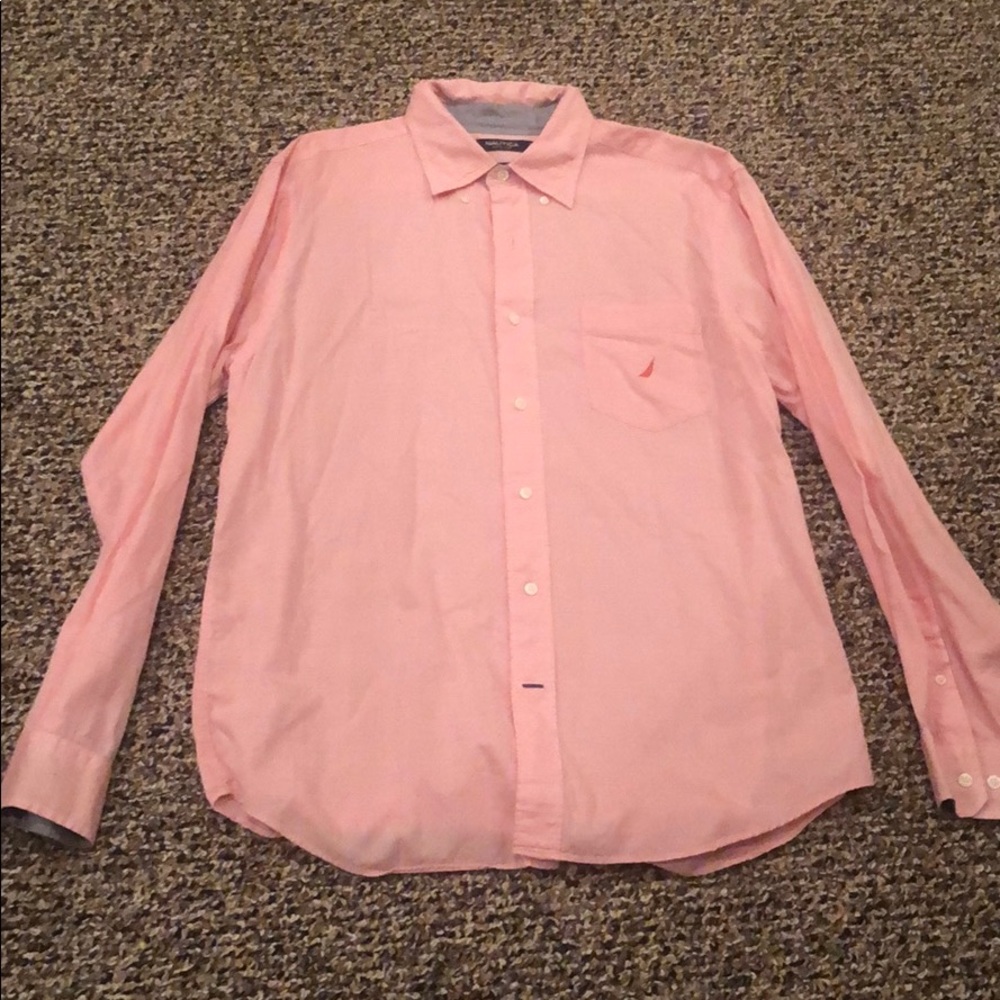 Nautica Pink Dress Shirt, size: Large